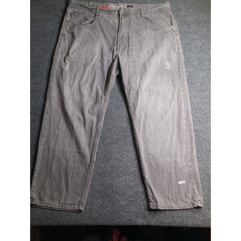 Akademiks Men's Gray Baggy Jeans Size 46x32 Distressed Y2K (Tear In Pocket)